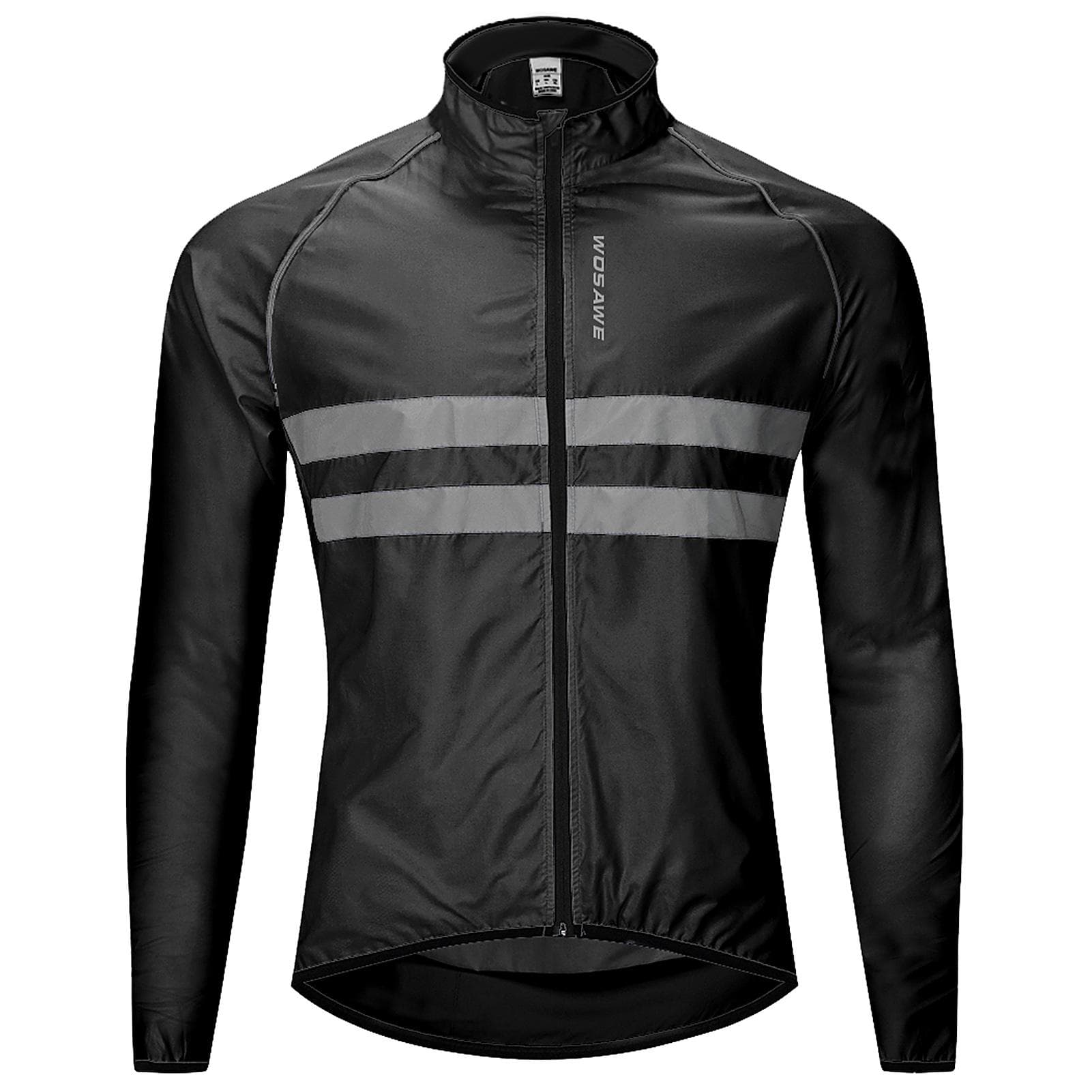 Reflective Long Sleeve Bicycle Jersey Wind Coat Jacket Water-resistant Windproof Outdoor Sports M black