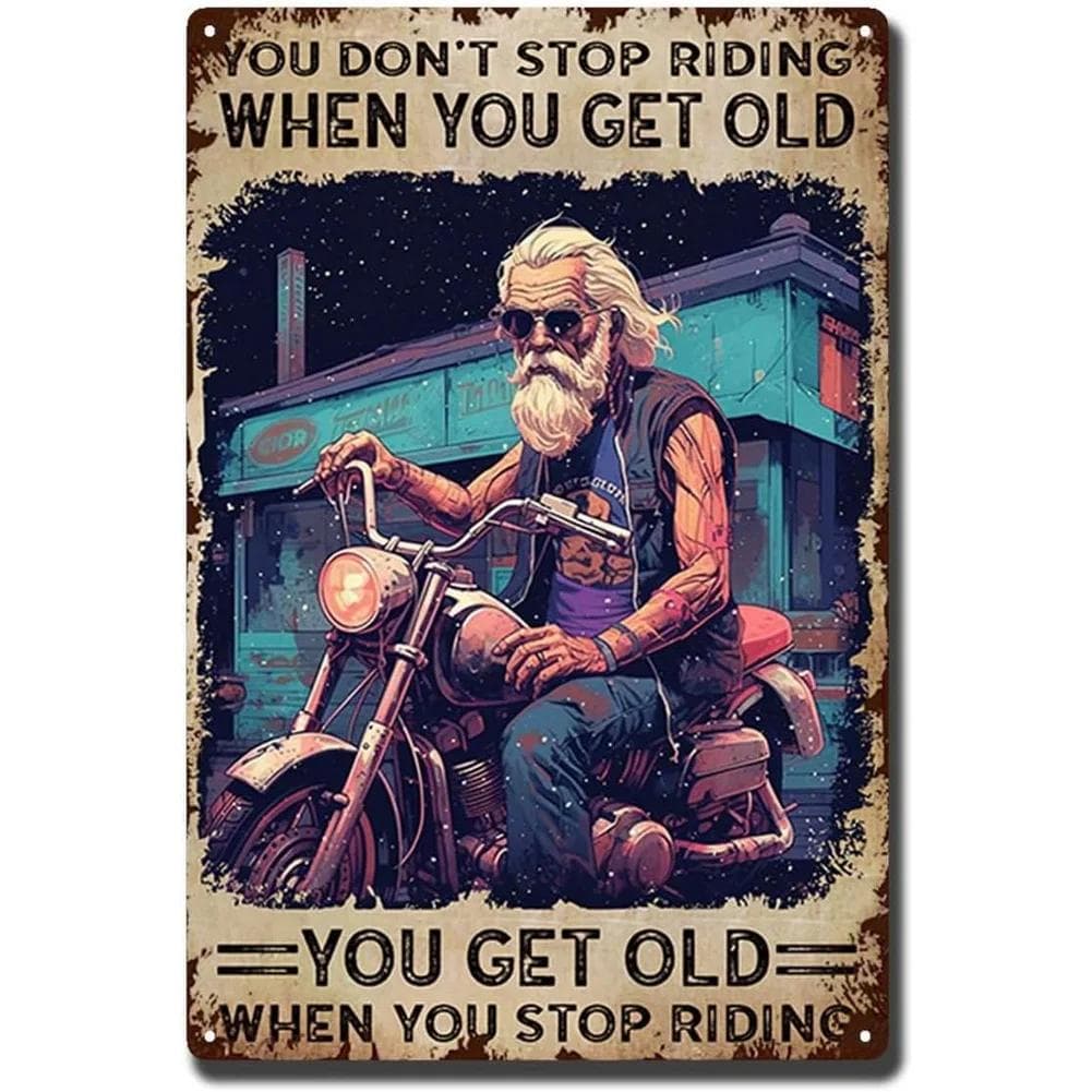 Vintage Metal Signs Only Cool Grandpas Ride Motorcycle Wall Decor for Home Bars Garage Cafe Clubs Pubs Retro Posters Plaque 20x30cm magenta