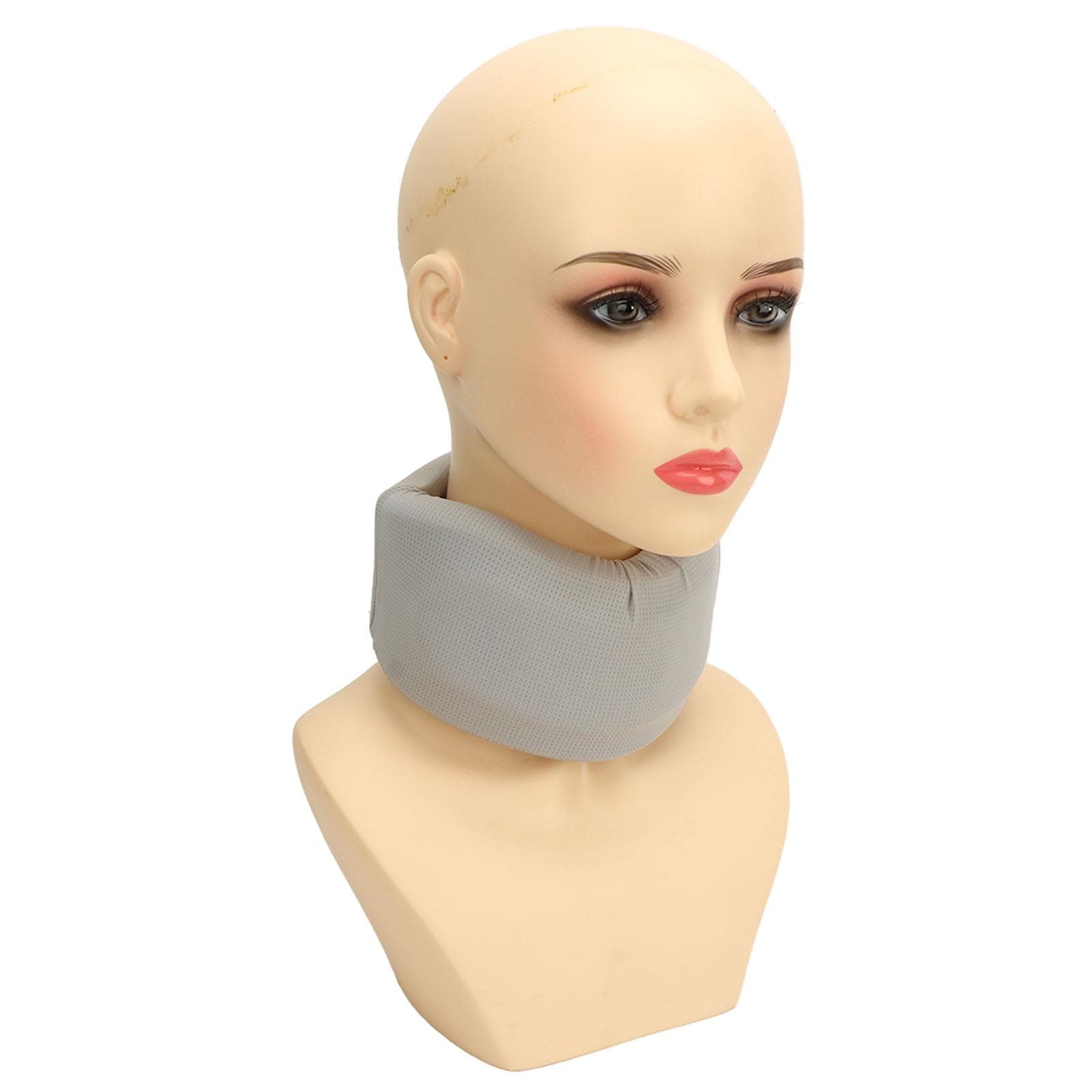 Neck Support Brace Light Gray Size M Sponge Polyamide Fibre Breathable Hole Chin Curve Design