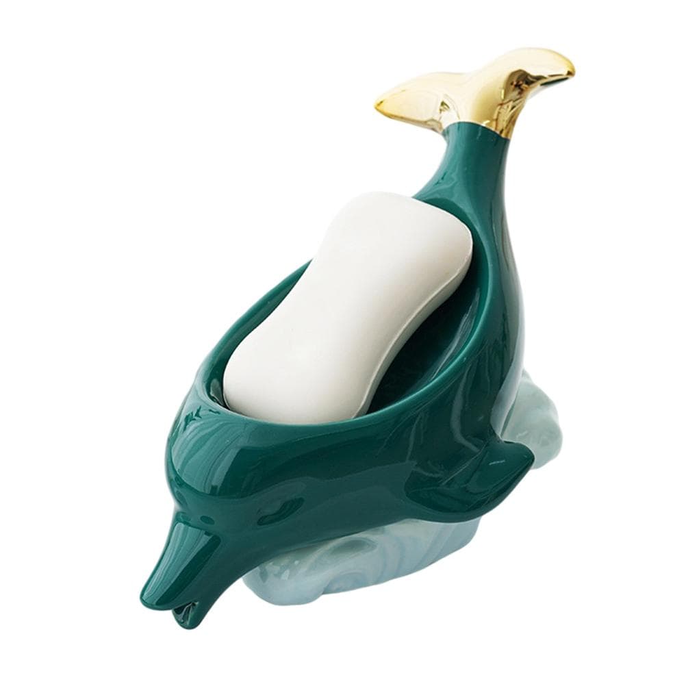 Dolphin Ceramic Soap Box Drain Soap Dish Box Bathroom Supplies Home Decoration Accessories Drain