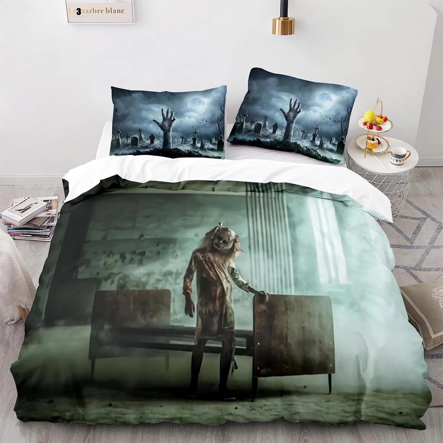The Living Dead Bedding Set Single Twin Full Queen King Size Zombie Bed Set Aldult Kid Bedroom Duvetcover Sets 3D Anime 016 70x133cm 2pcs