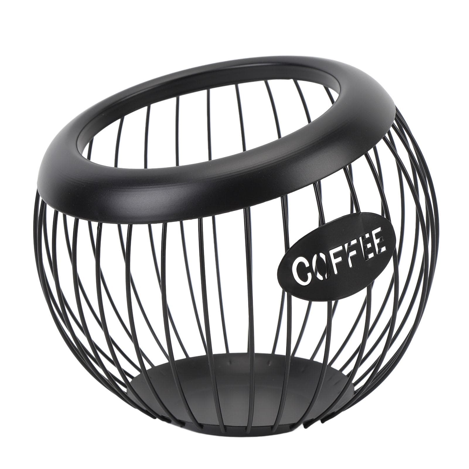 Coffee Pod Holder Wire Basket Large Capacity Iron Coffee Pods Storage Basket for Coffee Bar Counter Black
