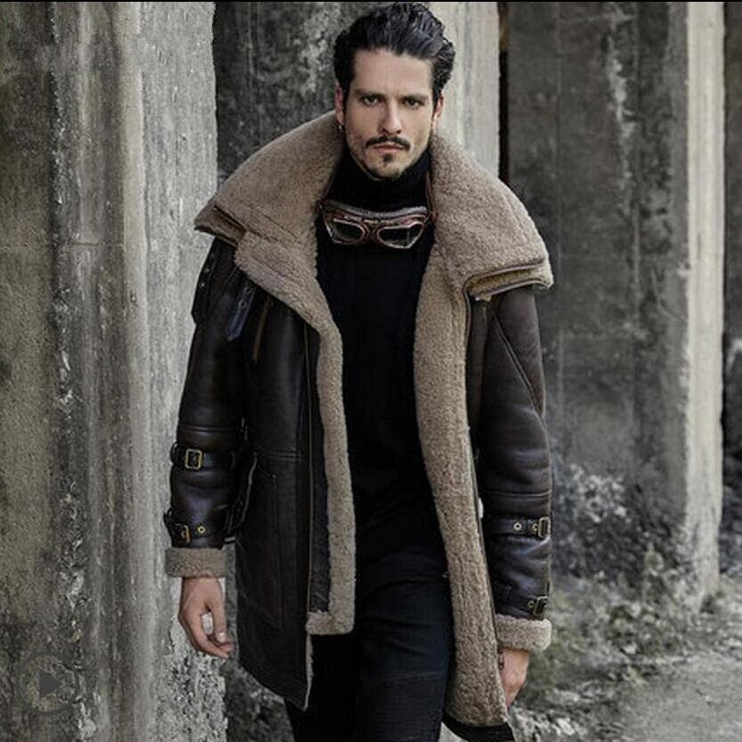 Fur Integrated Men's Coat Thickened Coat Black Fur M