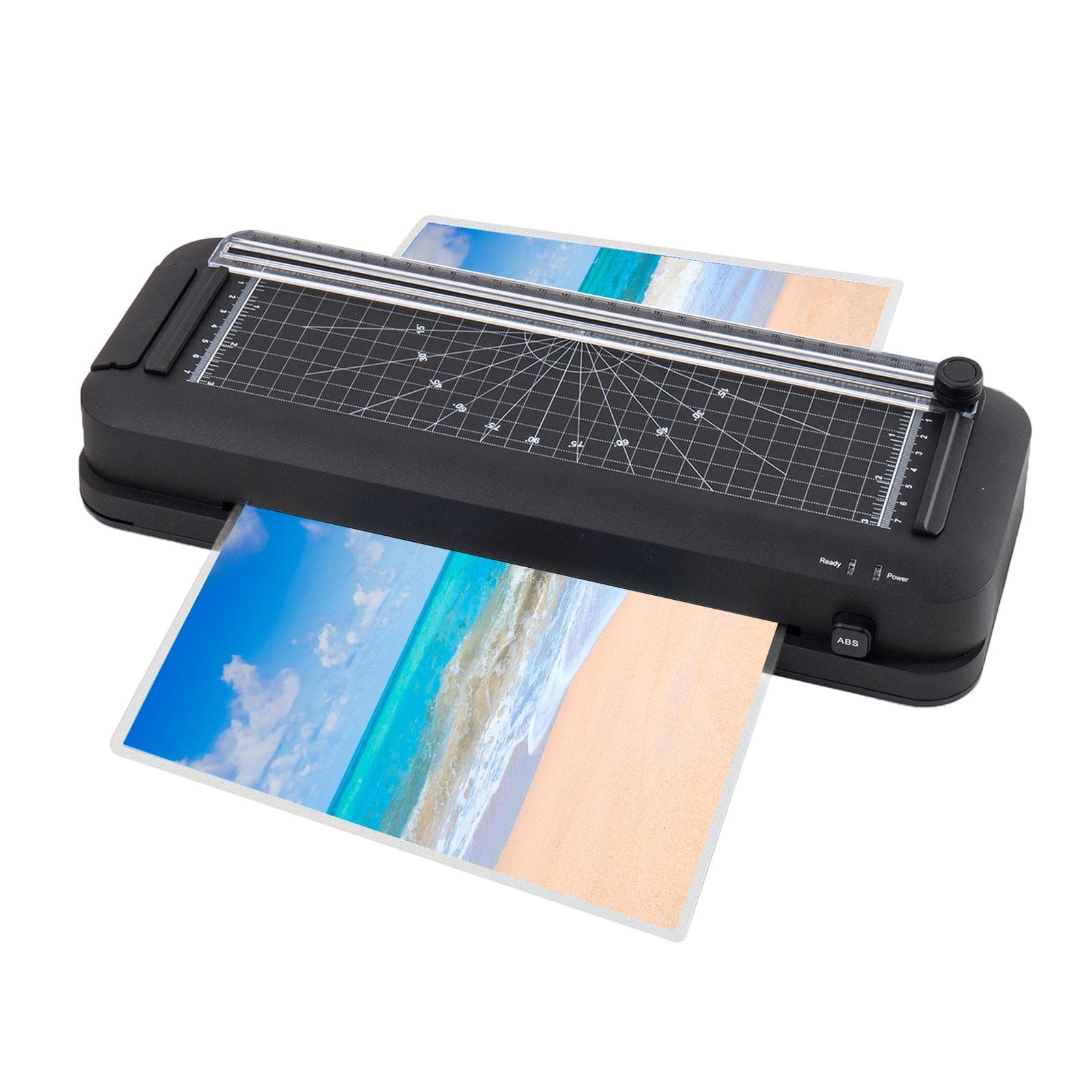 Thermal Laminator Desktop A4 Laminator Machine with Laminating Punching Paper Cutting Function black