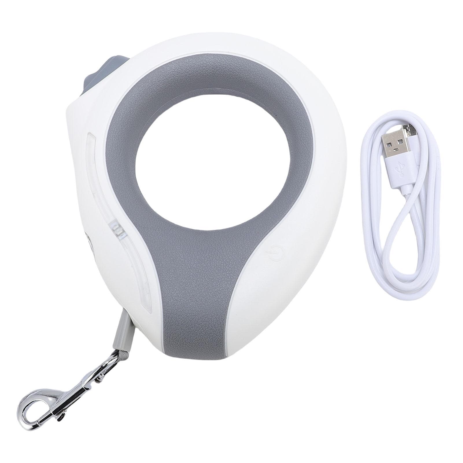 Retractable Dog Leash Colorful LED Light Stylish Look Automatic Adjustment Heavy Duty Dog Walking white