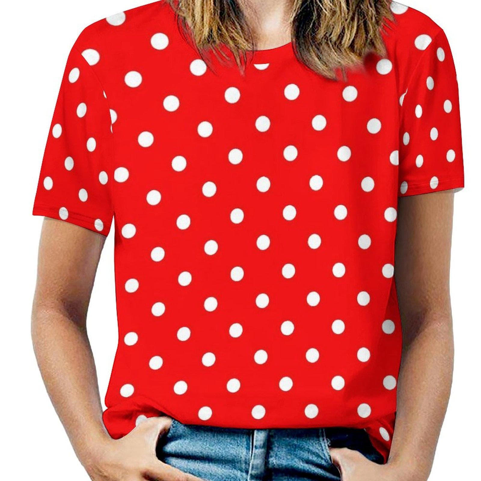 Black White Polka Dots T-Shirt O Neck Retro Print Oversized T Shirts Short Sleeve Street Style Tees Women Beach Design Tops 6XL