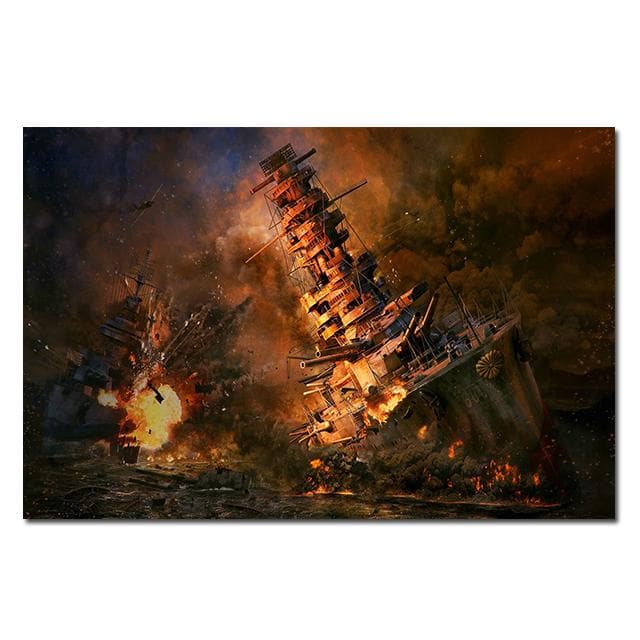 World of Warships Bismarck Battleship Painting Canvas Poster HD Printed Wall Art Pictures Modern Living Room Home Decoration 70x120 No Frame