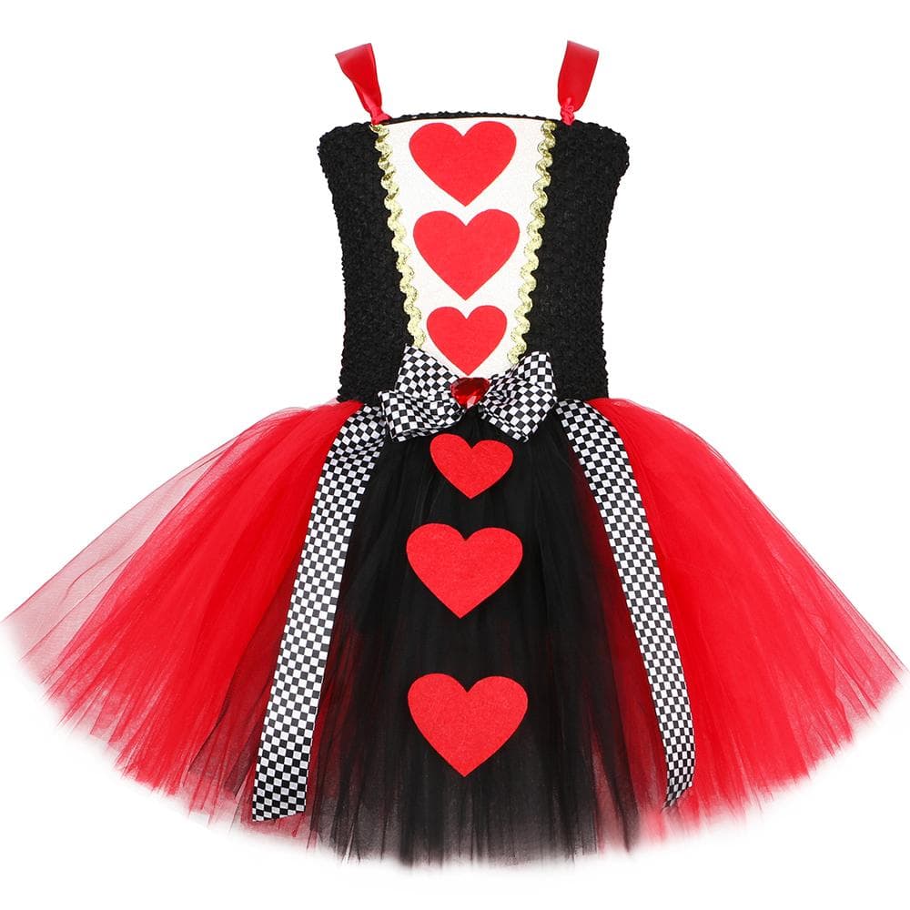 Red Queen of Hearts Costume for Girls Fancy Tutu Dress Kids Halloween Birthday Party Tulle Princess Dresses S (1-2 Years) multicolour