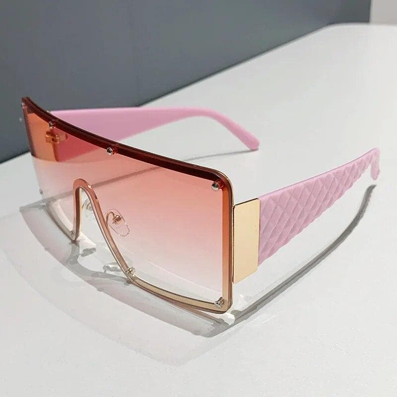 Fashion Large Frame Sunglasses Women UV400 Protection Wide Rim One Piece Ins Street Style Catwalk