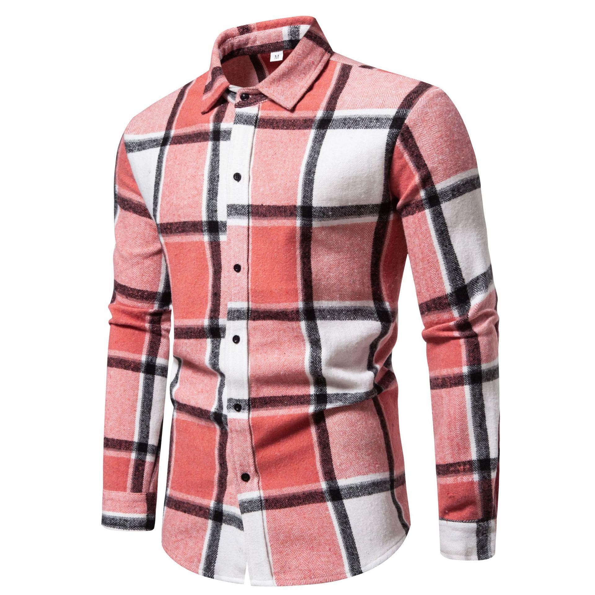 Men's Classic Retro Plaid Shirts Long Sleeve Shirt Jacket Casual Business Plaid Shirt for Men Lightweight Work Lapel Shirts XXL pink
