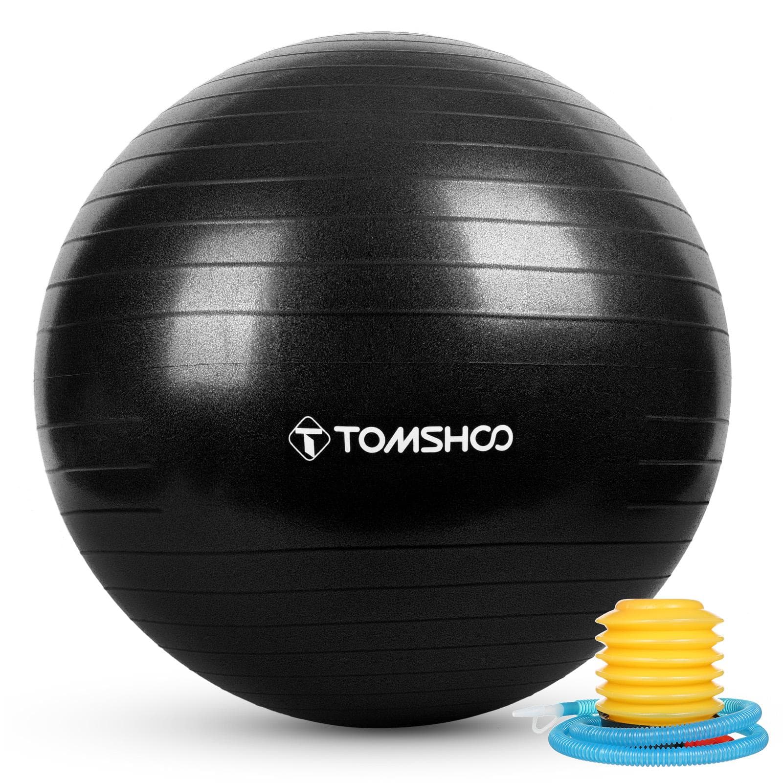 45cm/55cm/65cm/75cm Thickened Yoga Ball with Foot Pump for Stability Balance Pilates Physical 45cm black
