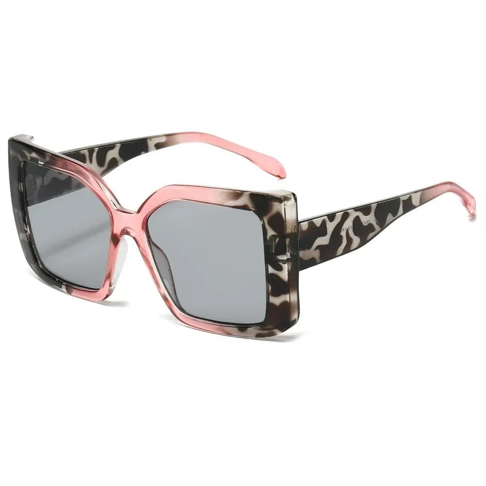 Personalized Retro Square Color Blocked Sunglasses UV400 Sunscreen Large Frame for Men and Women