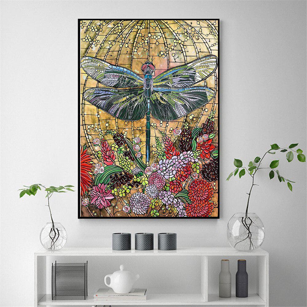 Diamond Painting Full Round Dragonfly Embroidery Flower Rhinestone Picture Hobbies and Crafts 20X30CM