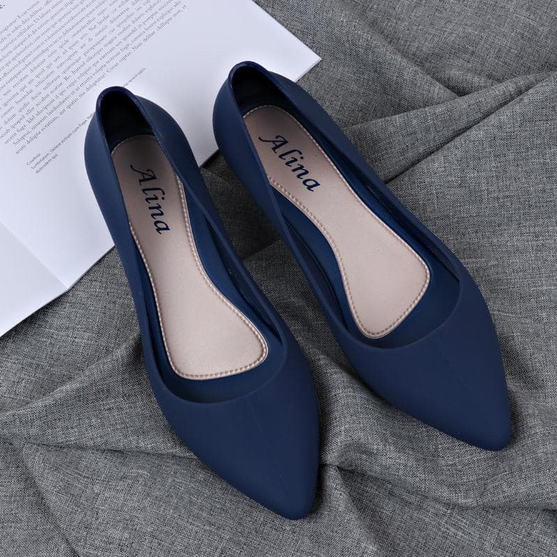 Fashion Pointed Wedges pumps women shoes 2024 spring autumn shoes women Elegant Shallow Work Low heel Slip-On PVC Casual shoes hjm78 6 blue
