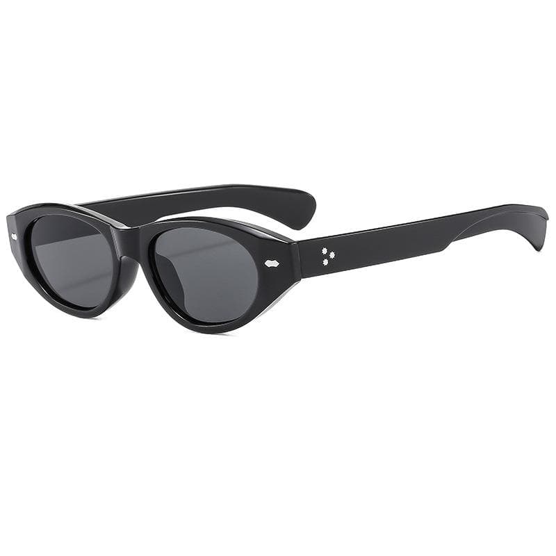 Luxury Green Oval Sunglasses UV400 Protection Narrow Frame Rivet Design for Women Men Outdoor Shades as pictures