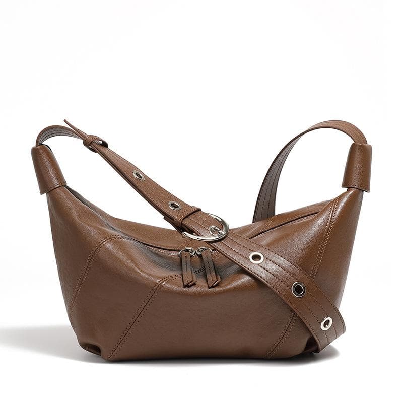 First Layer Leather Spring Leather Light Luxury High Sense Niche Fashion Single Shoulder Crossbody Armpit Bag Woman 39 * 9 * 19 brown