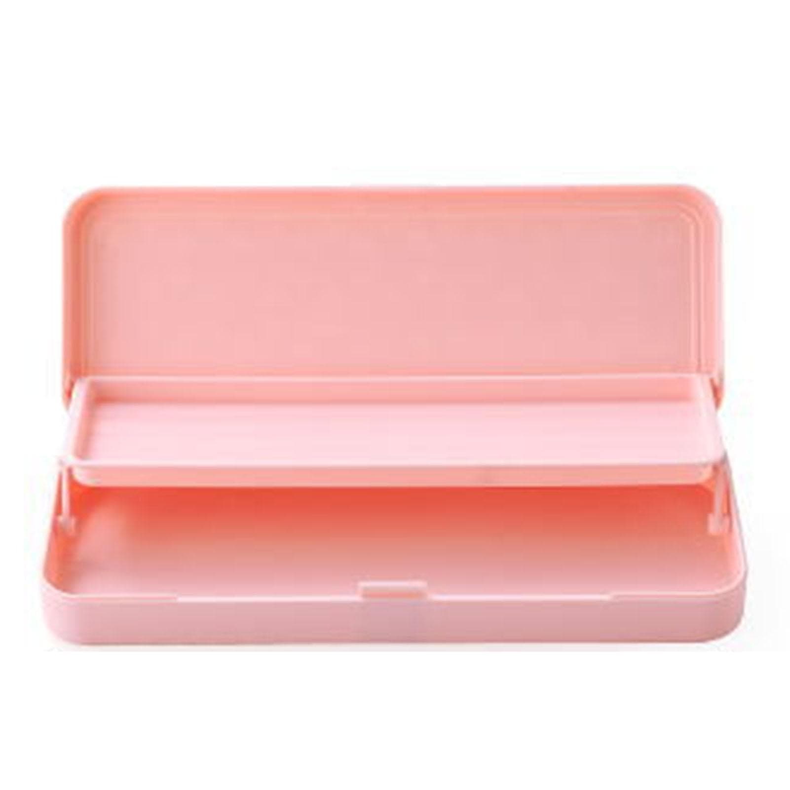 Double Layer Stationery Box Pure Color Large Capacity Palstic Pencil Stationery Organizer Case