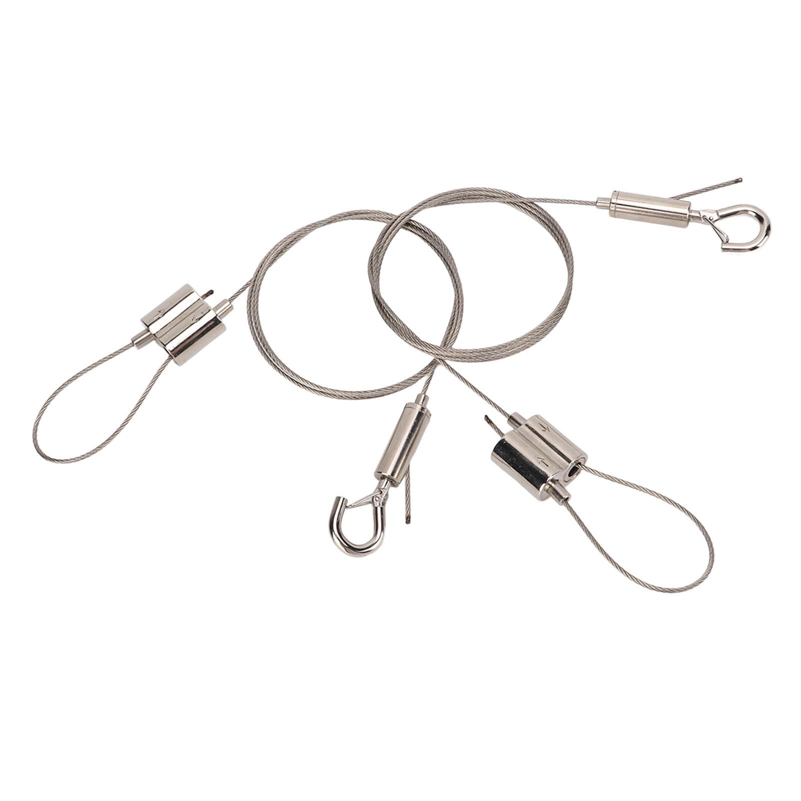 2PCS Picture Hanging Wire System with Hook Adjustable 30KG Loading 100cm Long for Lighting