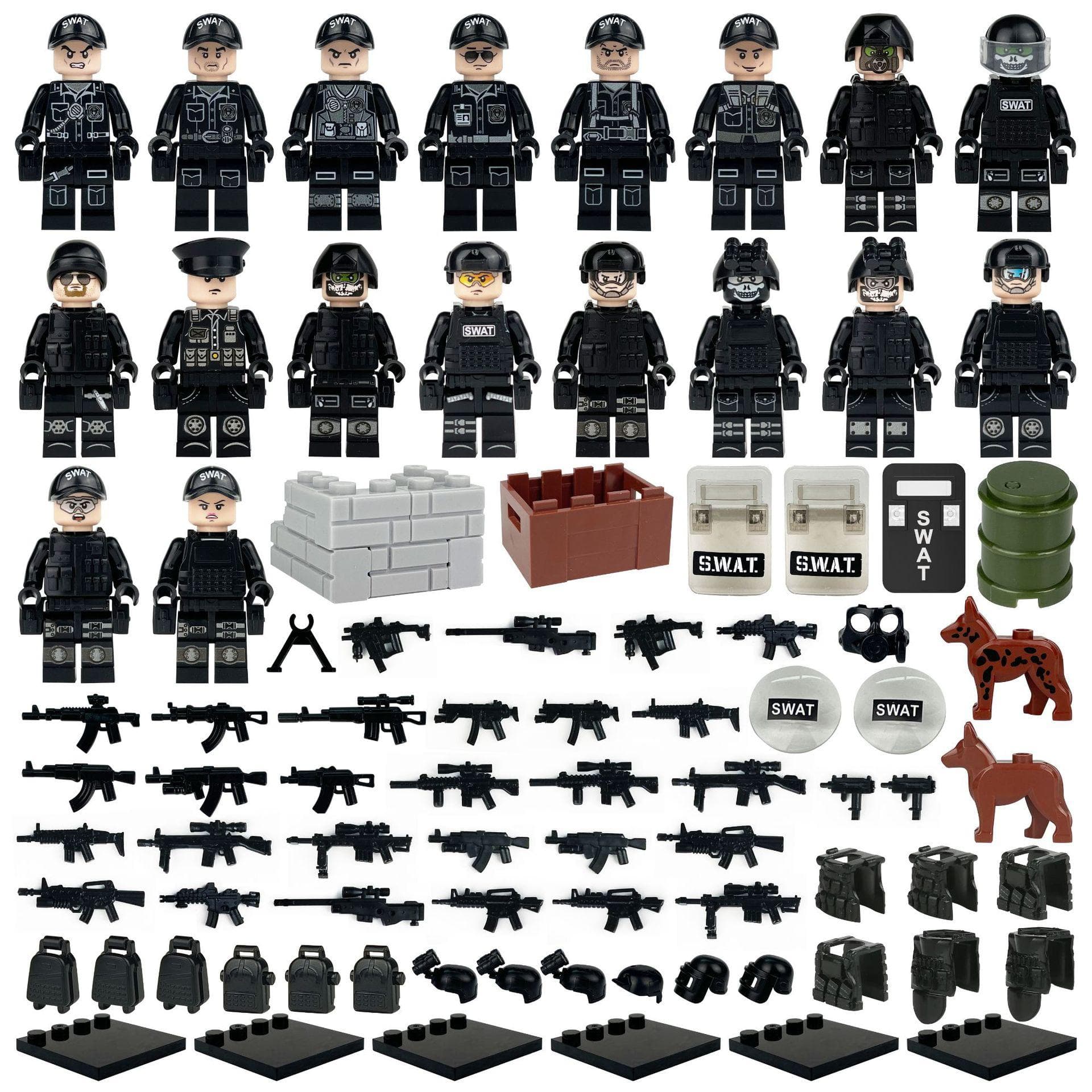 Special Forces Black SWAT Doll Building Blocks for Children Building Toy Gift