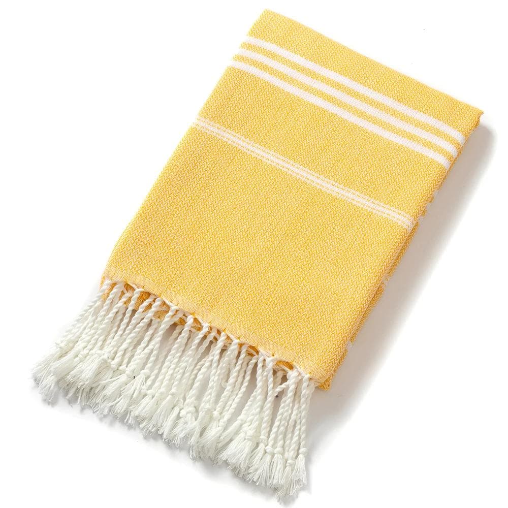 Turkish Beach Towel Turkish Sports Bath Towel with Tassels Holiday Towels Soft Absorbent Quick Drying Towels Easy Care yellow