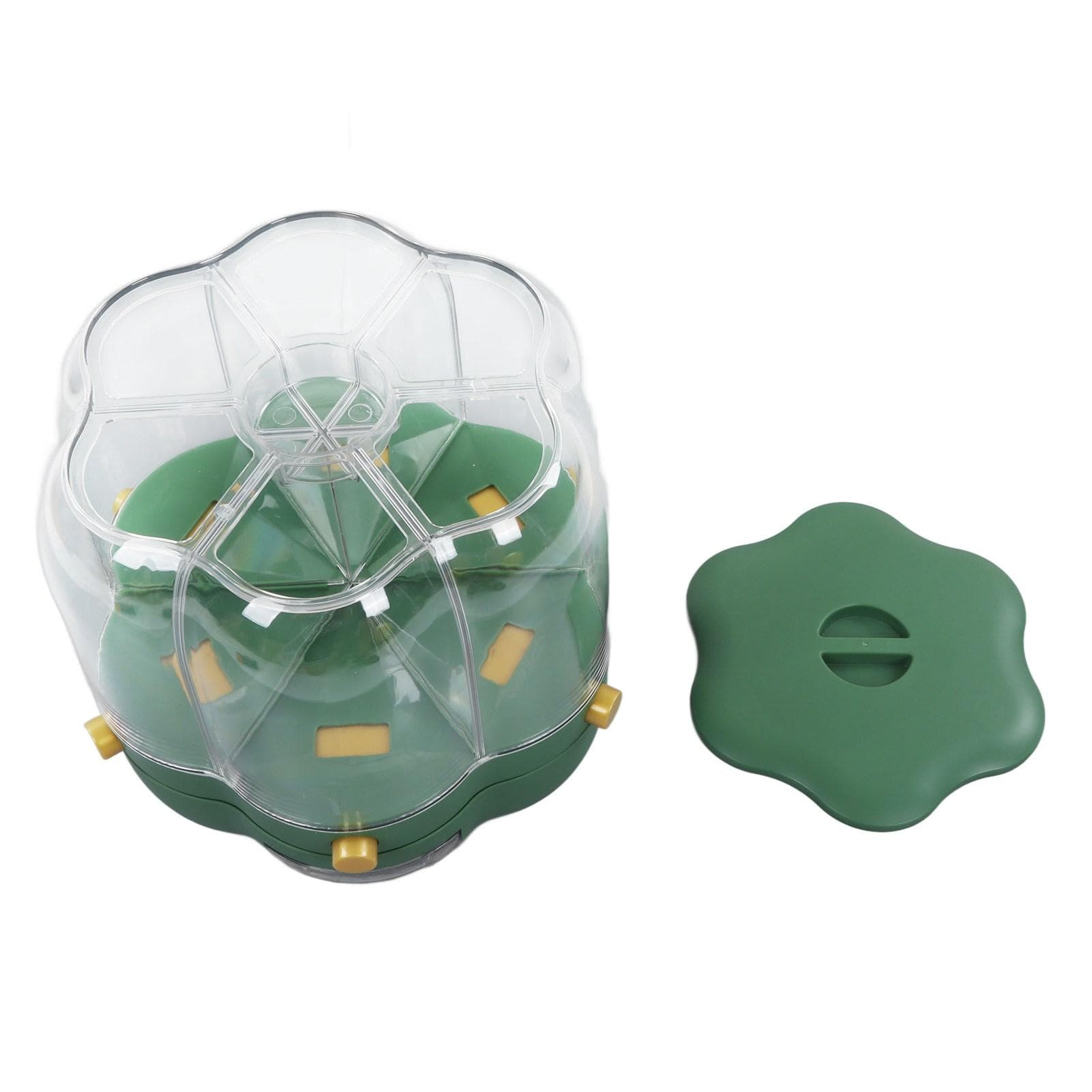 Rice Dispenser Box Container 6 Compartments Rotating Large Capacity for Home Kitchen Green 6.5kg /