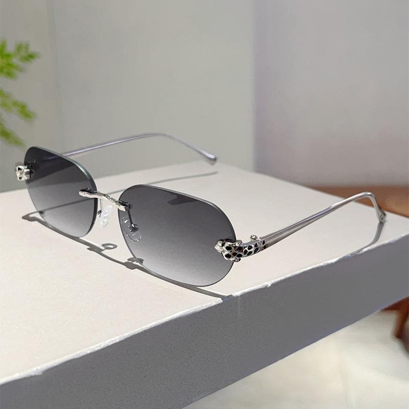 Rimless Oval Sunglasses Men Vintage Gradient Casual Shades Women Trendy Luxury Brand Design Sun Glasses
