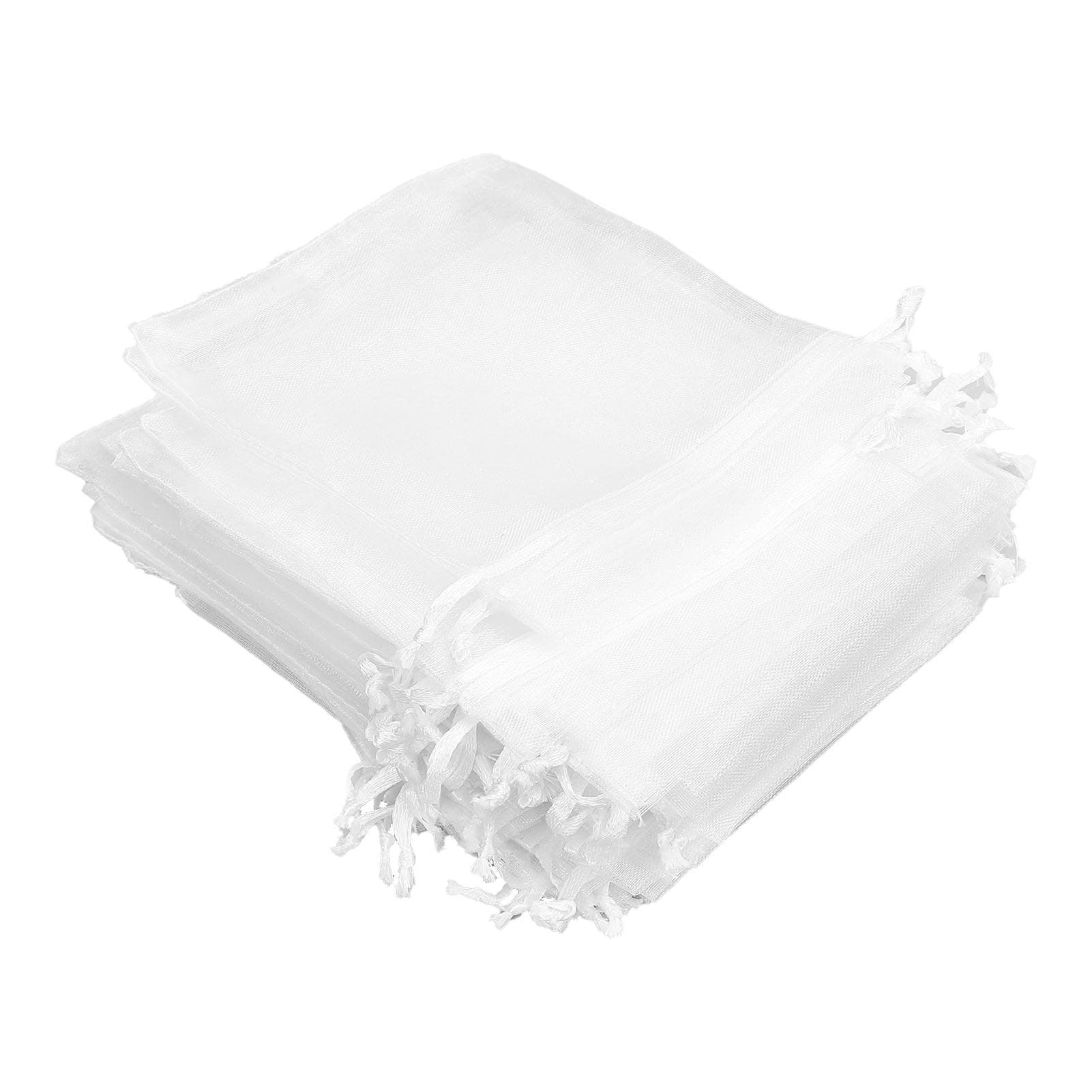 50Pcs White Sheer Organza Bags Multifunctional Drawstring Gift Bag for Wedding Favor Candy Crafts