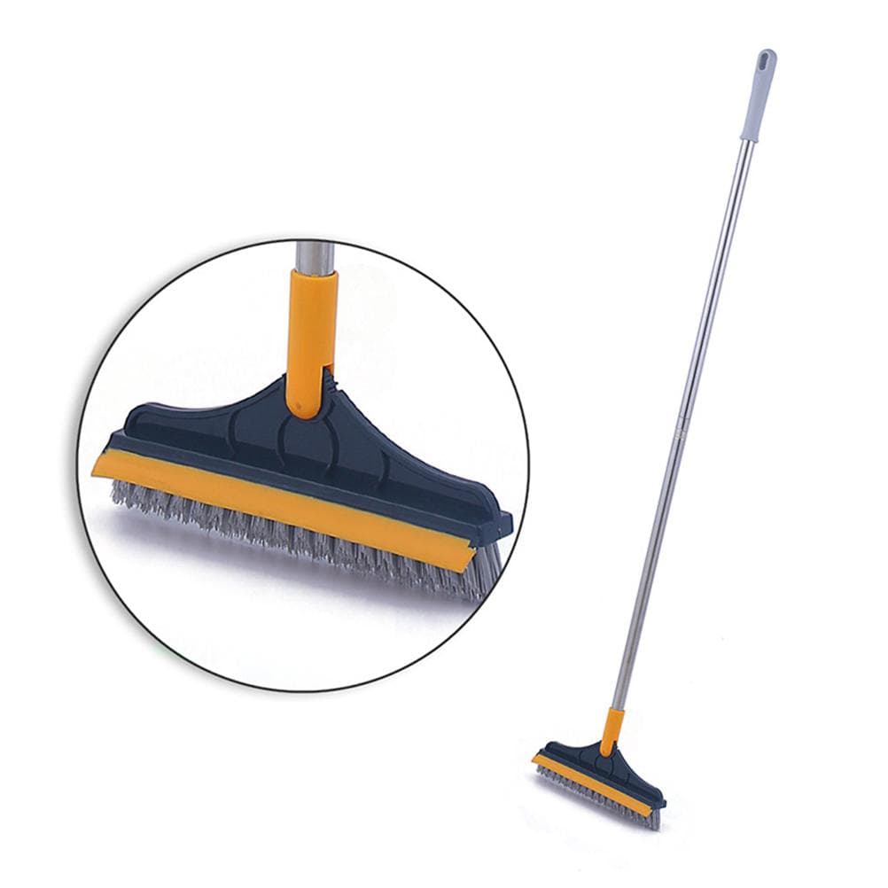 Floor Scrub Brush with Detachable Long Handle 120 degrees Rotating Shower Floor Scrubber Household yellow-green