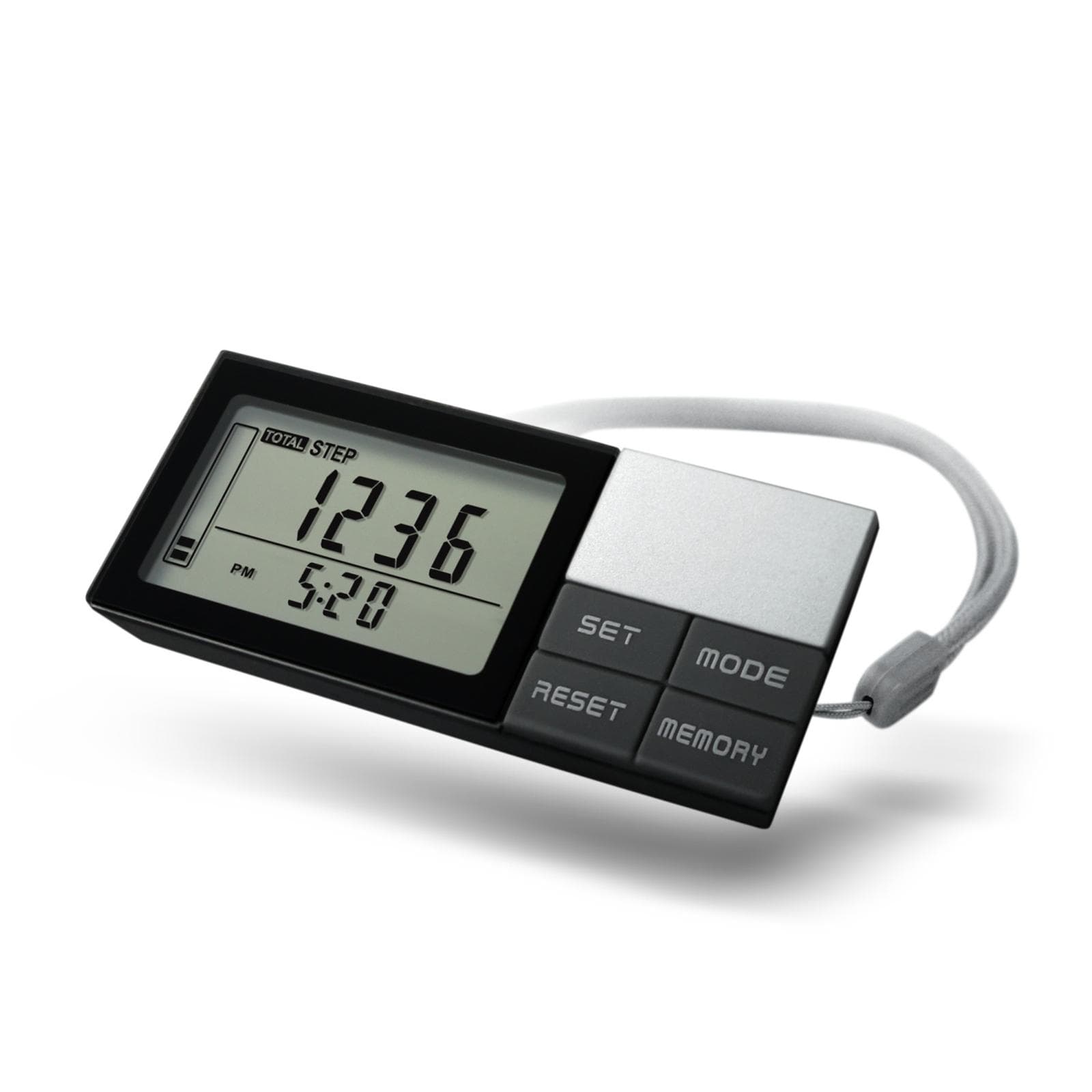 Pedometer with Lanyard 7 Days Memory Steps Burning Calories Walking Distance Miles Kilometers LCD black
