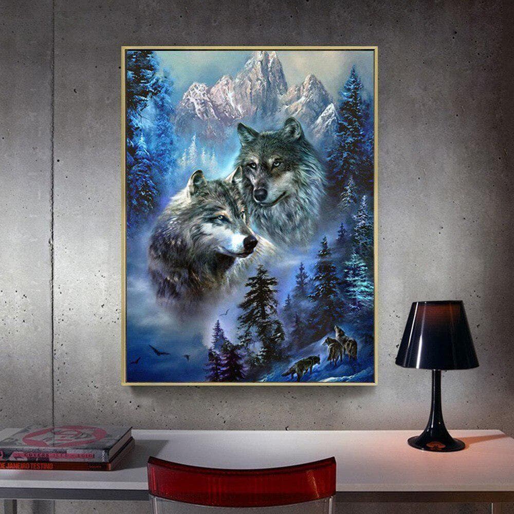 Wolf Diamond Painting Picture Of Rhinestone 5D DIY Diamond Embroidery 20X30CM