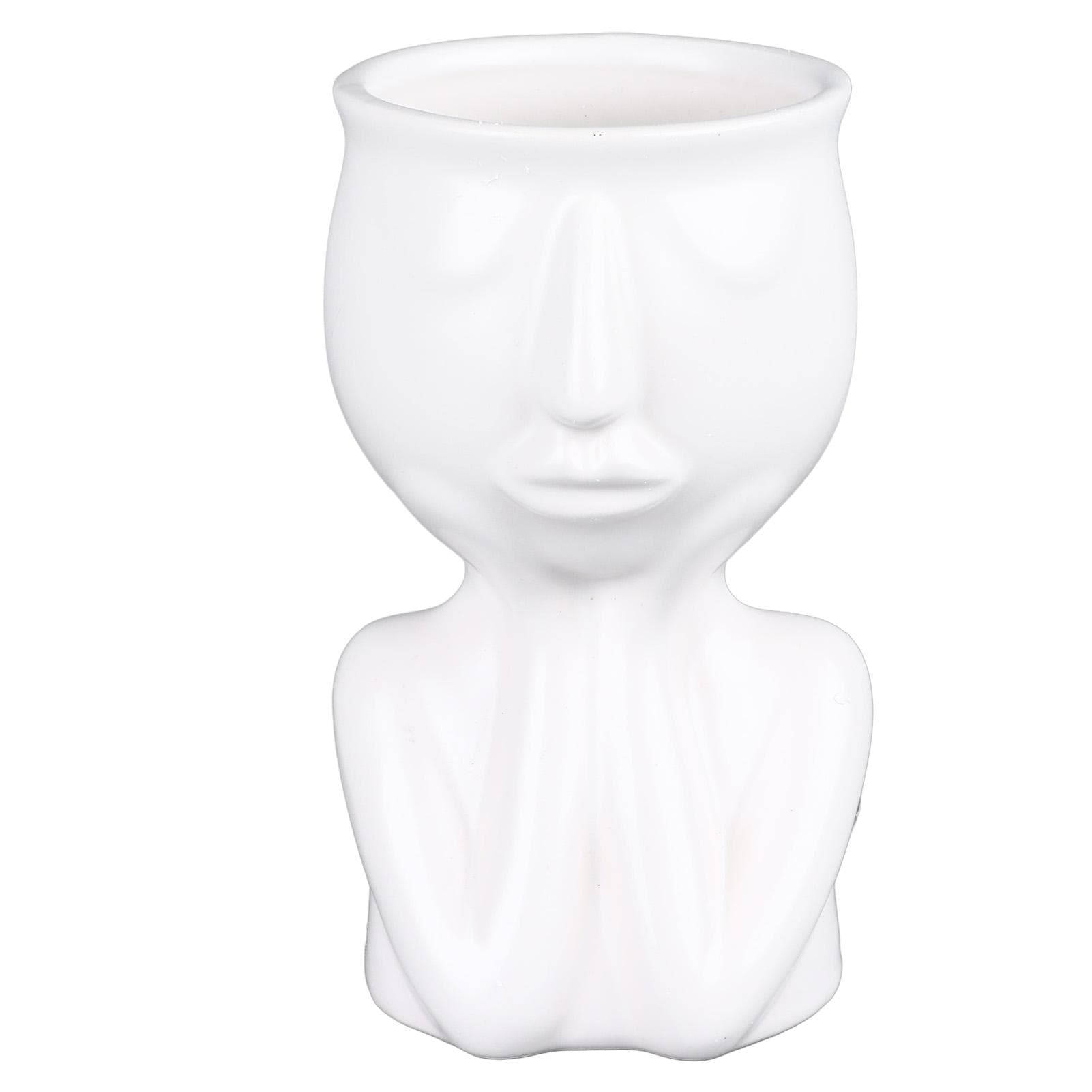 Ceramic Face Planter Pot Nordic Style Modern Innovative Face Succulent Planter Pot for Home Office white