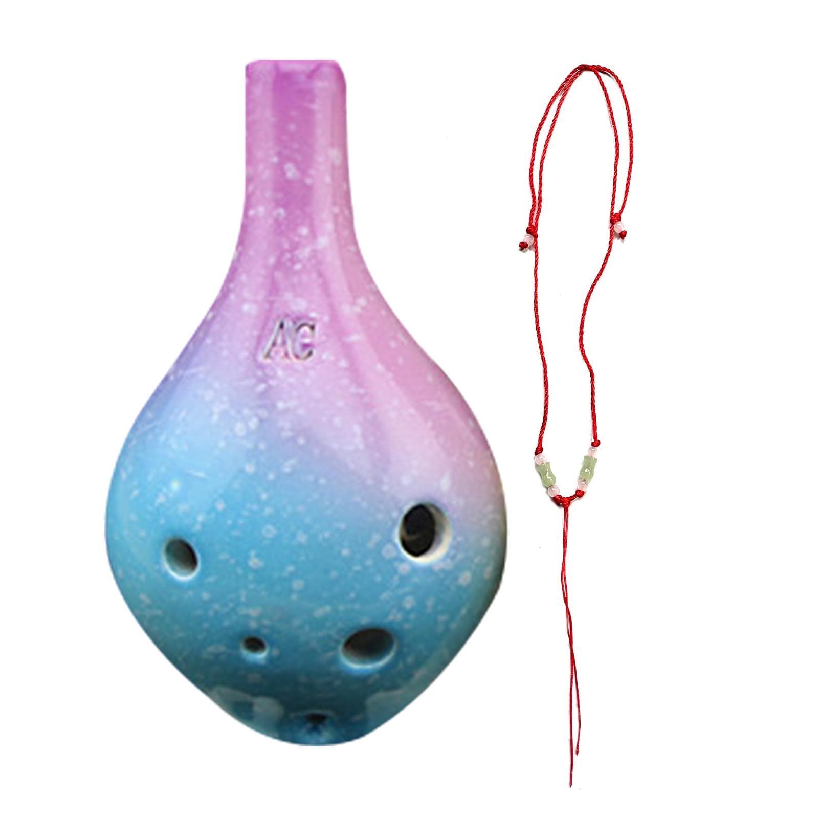 6 Holes Ceramic Ocarina Alto C Simple Starry Style Musical Instrument with Lanyard Music Score for purple