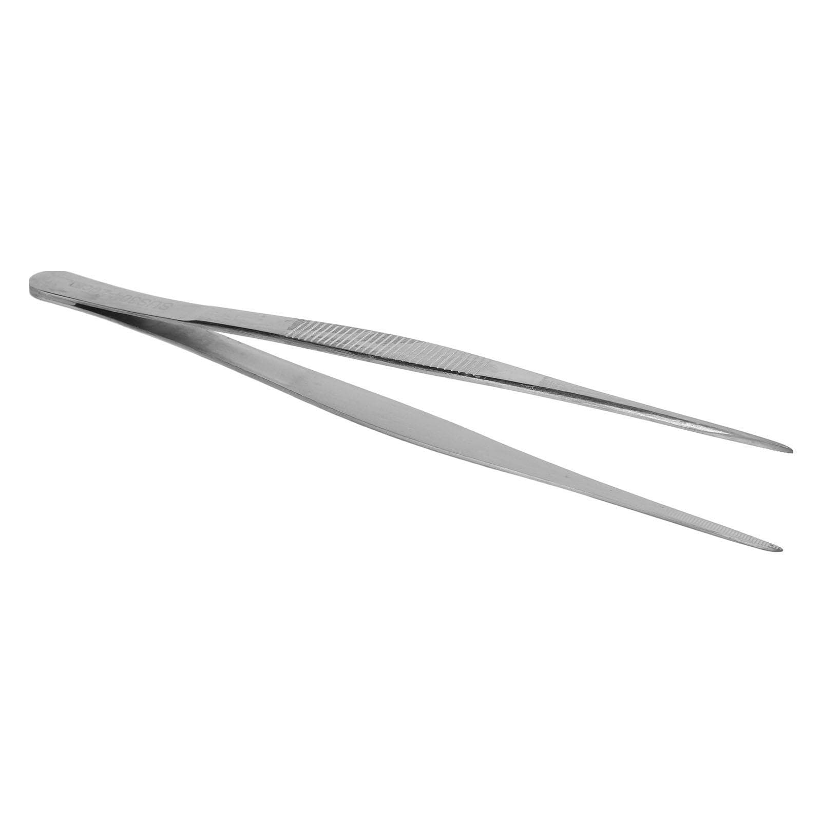 Laboratory Tweezer High Accuracy 304 Stainless Steel Serrated Edge 20cm Fine Tweezer Curved Round