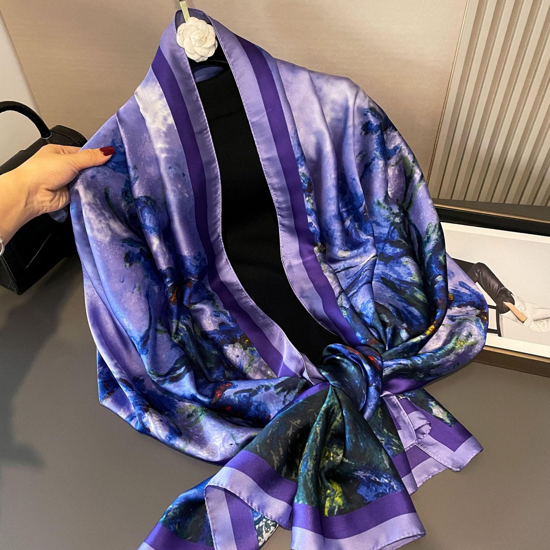 High-End Summer Silk Scarf - Long, Fashionable Sunscreen Shawl for Women 90x180
