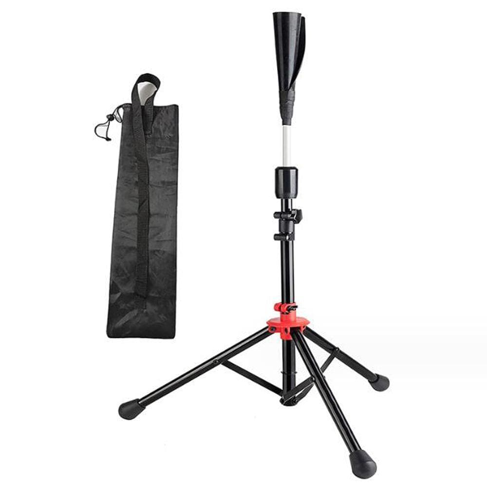 Baseball Batting Tee Portable Softball Hitting Tripod Stand Base Tee Support Height Adjustment with black