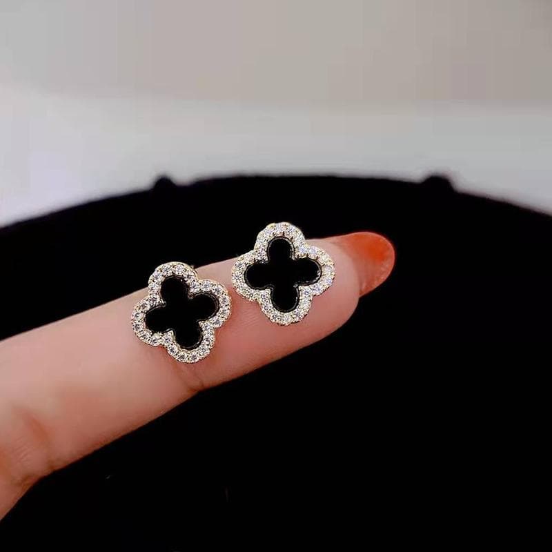 Rhinestone Clover Stud Earrings for Women Fashion Shiny Rhinestone Four Leaf Clover Earrings No Allergy Earrings Jewelry gold