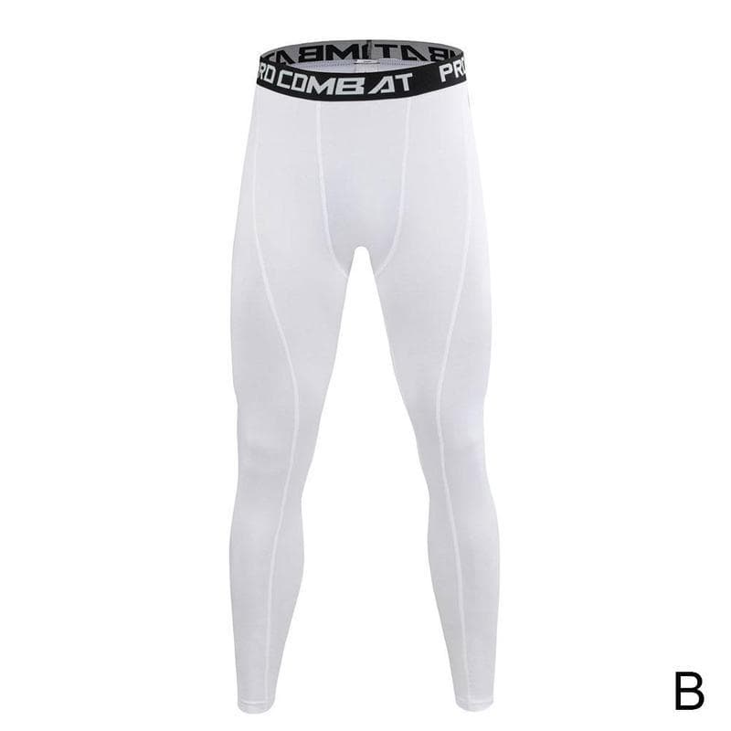Men's Compression Base Layer Sports Pants Leggings Tight Running Bottoms XXL white
