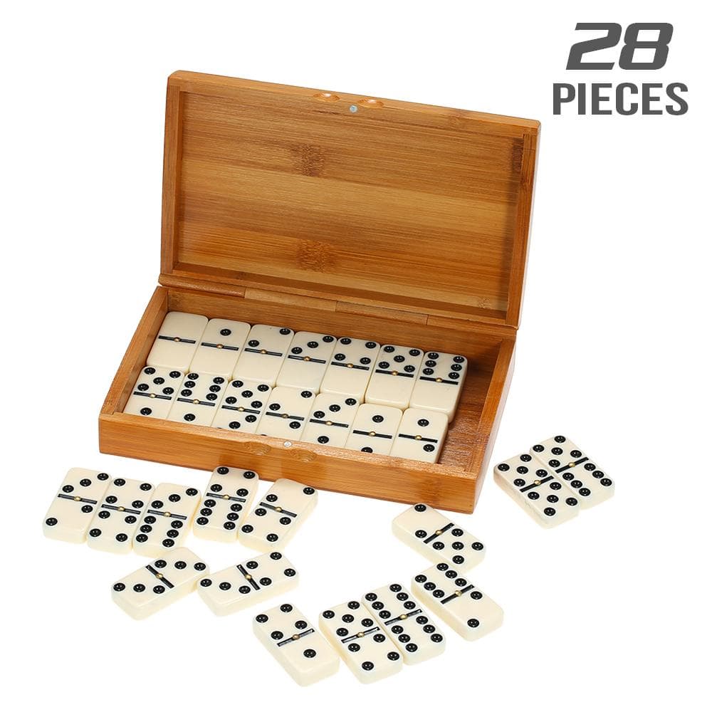 Double Six Dominoes Set Entertainment Recreational Travel Game Toy Black Dots Dominoes