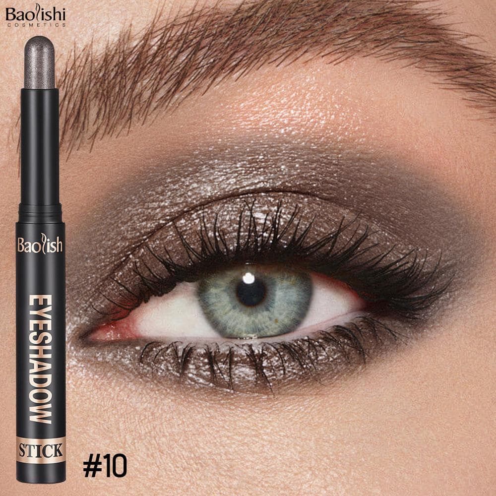 Smoky Dark Brown Eyeshadow Pencil Stick Waterproof Pearlescent Colourful Metallic Glitter Eye Shadow Highlighter Pen Makeup Tool