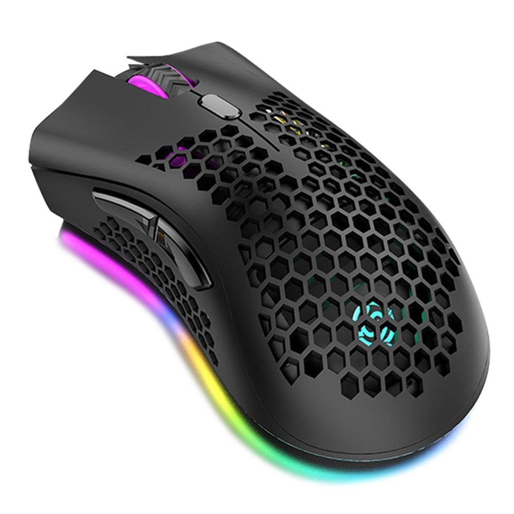 BM600 Wireless Rechargeable Mouse 2.4G+BT5.0 Dual-mode Lightweight Mouse RGB Breathing Light Effect black