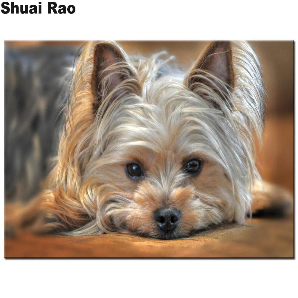 Yorkshire Terrier Dog Diamond Painting 3d Diamond Embroidery cute pet Pictures Of Rhinestone 30X40CM