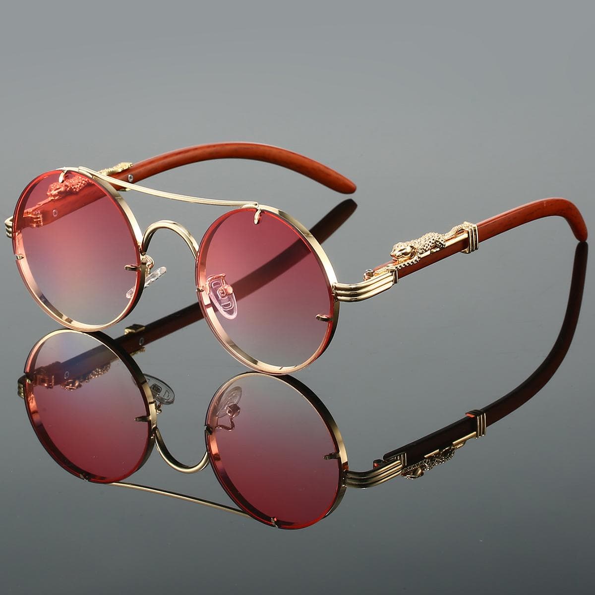 KAMMPT Retro Round Metal Sunglasses Fashion Pilot Gradient Driving Shades for Men Women Vintage Trendy Sun Glasses as picture shows