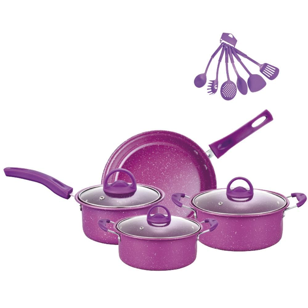 Non-Stick Pots And Pans Set 13-Piece Kitchen Utensil Set Kitchen Cookware Gifts for Friends and purple