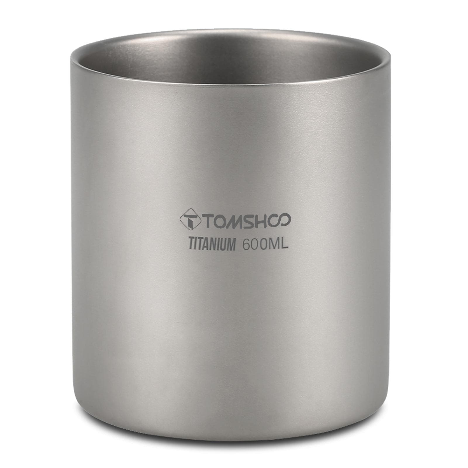 TOMSHOO 220/350/450/600ml Double Wall Titanium Water Cup Coffee Tea Mug for Home Office Outdoor 600ml