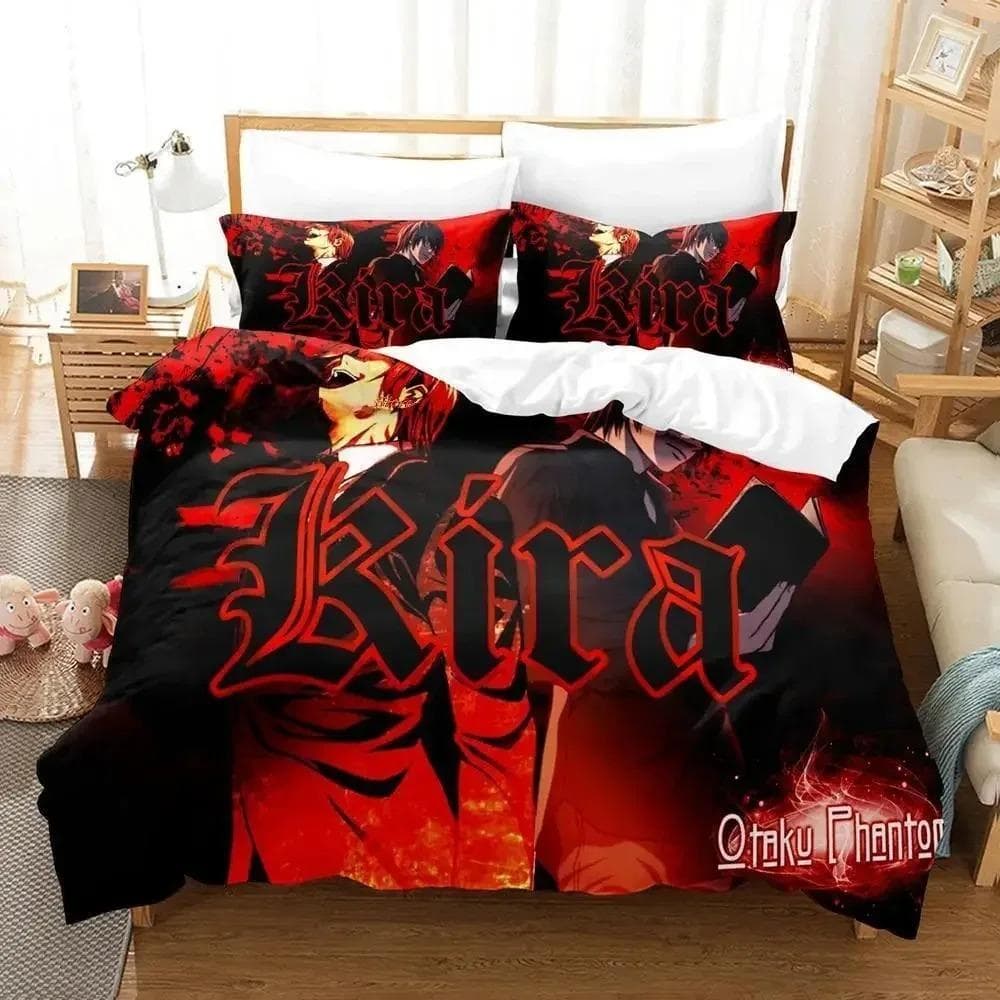 New Death Note Bedding Set Single Twin Full Queen King Size Bed Set Adult Kid Bedroom Duvet cover Sets 3D Anime Bed Sheet Set AU Single 140x210cm