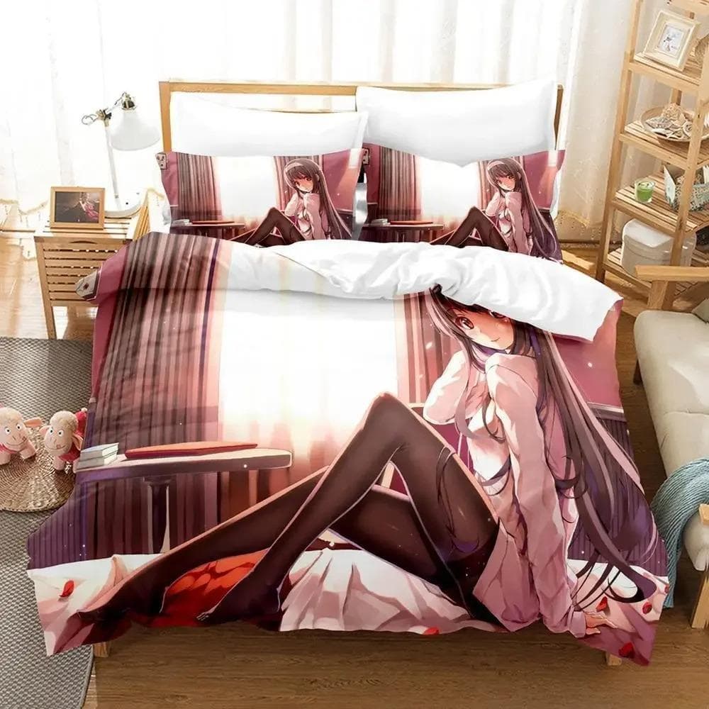Utaha Kasumigaoka Bedding Set,Duvet Cover Comforter Bed Set Quilt Cover Pillowcase,King Queen Twin Size Boys Girls Adultse 135X200cm-2pcs