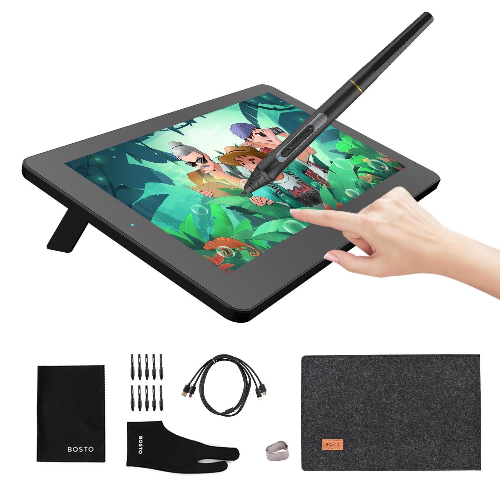 BOSTO BT-12HD Portable 11.6 Inch HD H-IPS LCD Graphics Drawing Tablet 1366*768 Display Support 8192 BT-12HDT With touchscreen