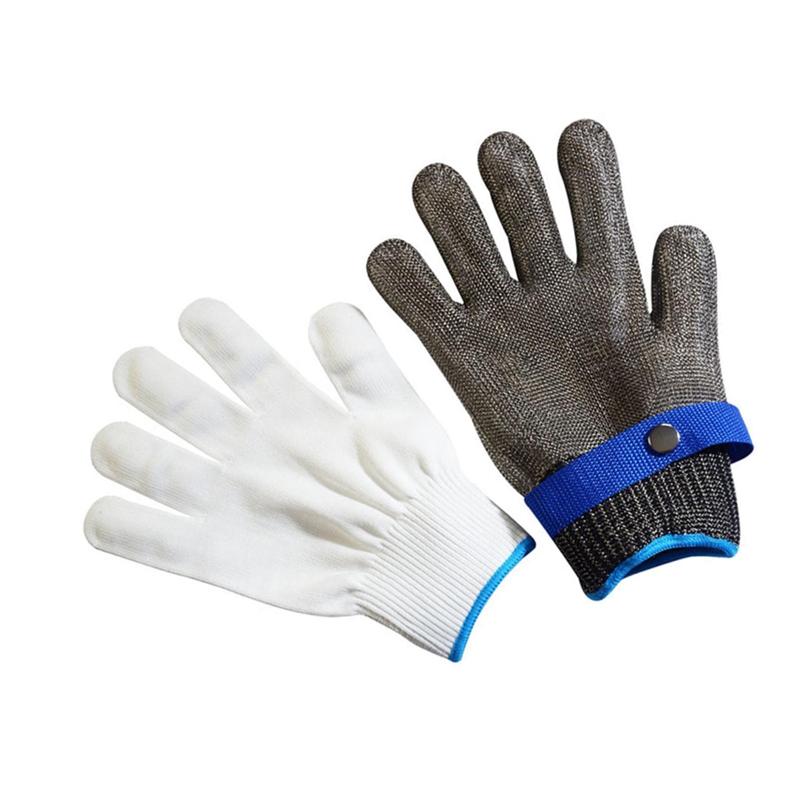 2Pcs Work Gloves Anti Cut Scratch Resistant Buckle Adjustable Safety Gloves for Hand Protection