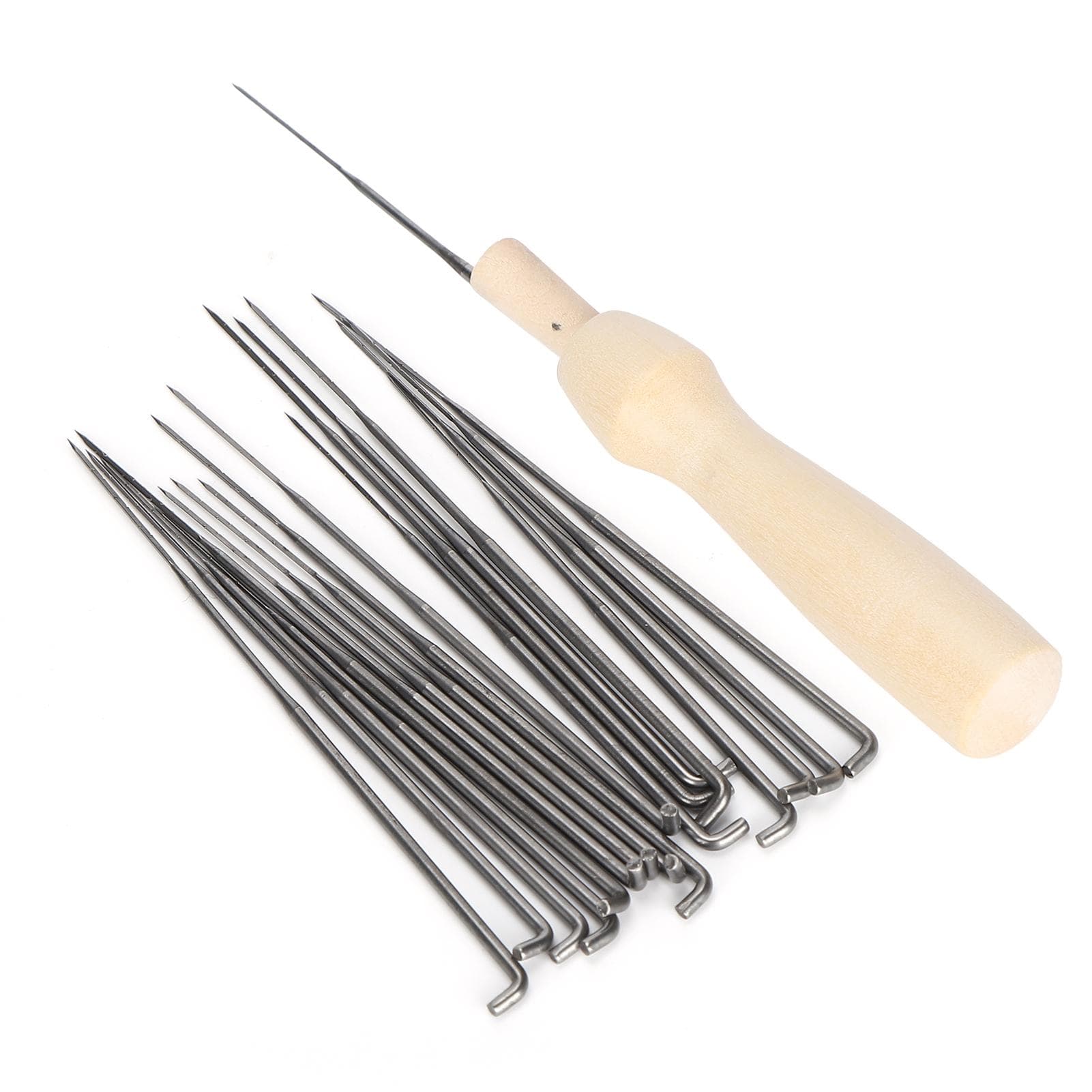 Wool Felting Tool Kit Pack Needle Metal Complete with Wooden Handle Bottle for DIY Toy Craft