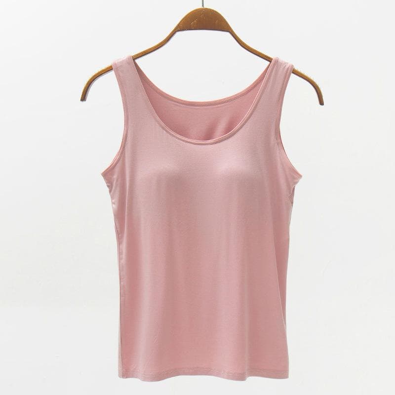 YYFS Women's Fashion Summer Spring Casual Solid Color Print Sleeveless O-Neck T-shirts and Tops L pink
